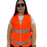 Fermuarlı Turuncu Reflektörlü İkaz Yeleği - XL Beden