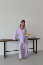 Müslin kumaş kimono lila pt - Görsel 2