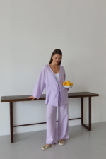 Müslin kumaş kimono lila pt - Görsel 3