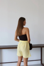 Müslin kumaş şort bağcıklı sarı pt - Görsel 5