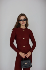 Ottoman alt üst takım bordo pt510442 - Görsel 4