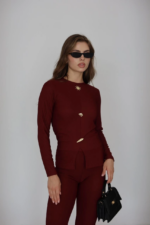 Ottoman alt üst takım bordo pt510442 - Görsel 3