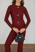 Ottoman alt üst takım bordo pt510442 - Görsel 6