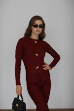 Ottoman alt üst takım bordo pt510442 - Görsel 5