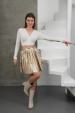 Piliseli deri etek gold h261564 - Görsel 7