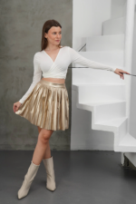 Piliseli deri etek gold h261564 - Görsel 4