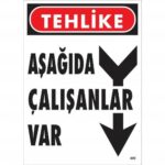 Tehlike Aşağıda Çalışanlar Var Uyarı Levhası 25x35 cm
