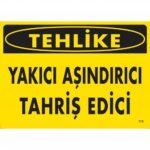 Tehlike Yakıcı Aşındırıcı Tahriş Edici Levhası 25x35 cm
