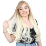 Kahküllü Uzun Dalgalı Fiber Sen Peruk / Küllü Balköpüğü / Platin Ombreli - Görsel 2
