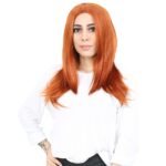 Kahkülsüz Fiber Sen Orta Boy Düz Peruk / Bakır