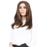 Kahkülsüz Fiber Sen Orta Boy Düz Peruk / Kahve Karamel