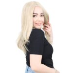 Kahkülsüz Fiber Sen Orta Boy Düz Peruk / Balköpüğü / Platin Röfleli