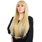 Fiber Sen Uzun Düz Kahküllü Peruk / Sarı - Görsel 2