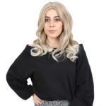 Kahkülsüz Fiber Sen Orta Boy Dalgalı Peruk / Karamel / Platin Röfleli