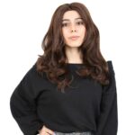 Kahkülsüz Fiber Sen Orta Boy Dalgalı Peruk / Kahve Karamel