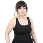 Kısa Küt Perçemli Fiber Sen Peruk / Küllü Siyah / Platin Ombreli