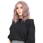 Fiber Sen Kısa Dalgalı Perçemsiz Peruk / Gül Kurusu