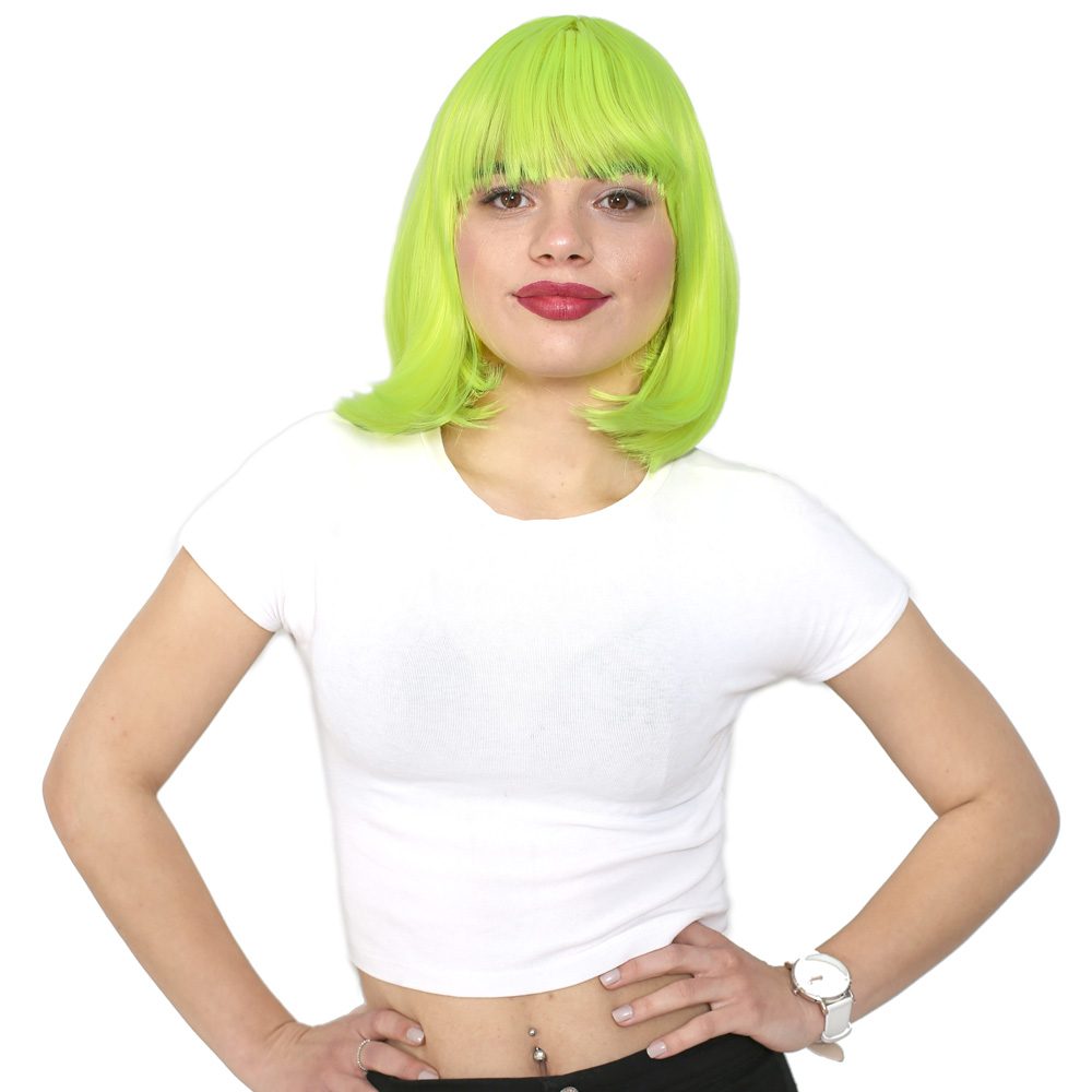 1-185.jpg Küt Kahküllü Fiber Sen Peruk / Neon Sarı - Görsel 1