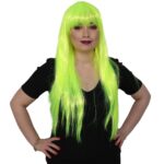 Uzun Kahküllü Fiber Sen Peruk / Neon Sarı