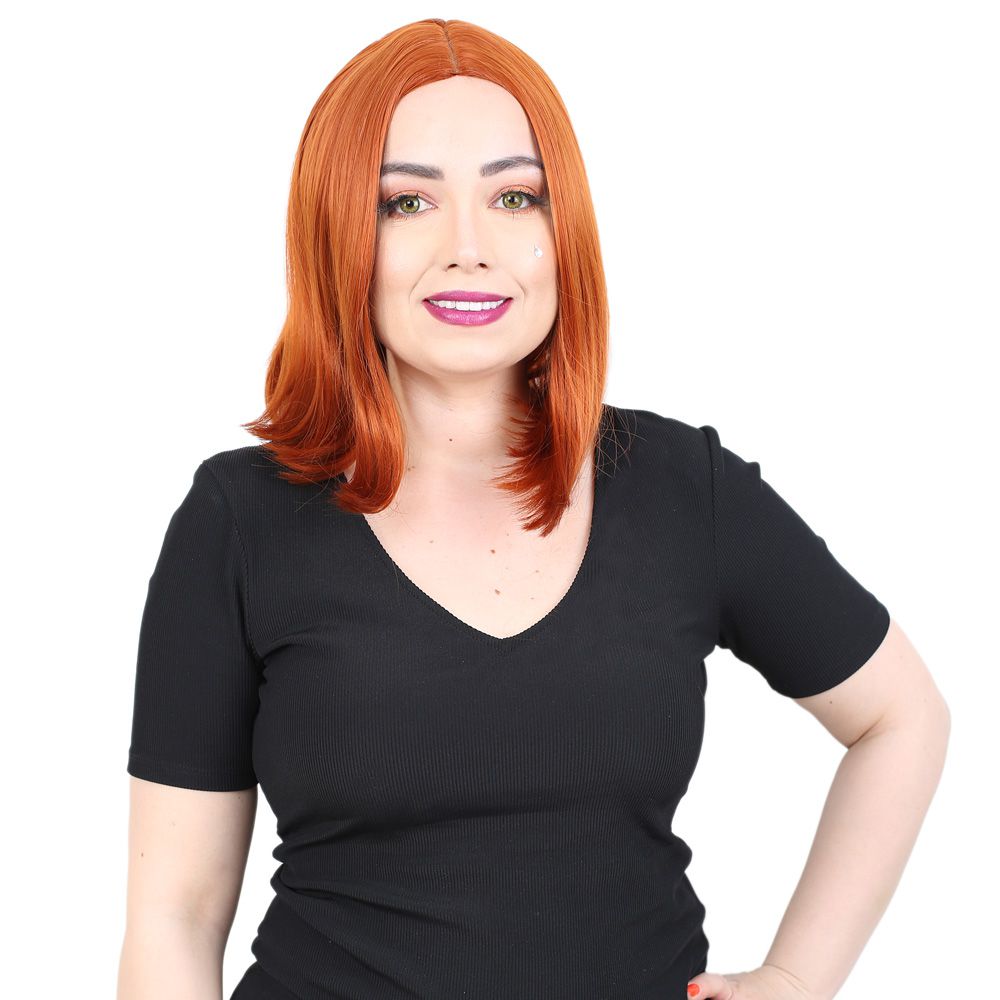 1-205.jpg Fiber Sen Peruk Perçemsiz Kısa Düz / Bakır - Görsel 1