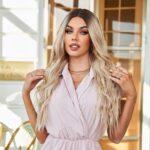 Kumral Ombre/ Balköpüğü Platin Röfleli Orta Boy Tül Peruk