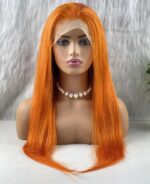 Gerçek Front Lace Tül Peruk / Düz / Canlı Bakır 70/75cm - Görsel 2