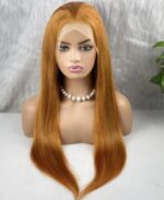 Gerçek Front Lace Tül Peruk / Düz / Bakır 70/75cm - Görsel 2