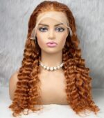 Gerçek Front Lace Tül Peruk / Yoğun Dalgalı / Bakır 70/75cm - Görsel 2