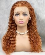Gerçek Front Lace Tül Peruk / Afro Dalgalı / Bakır 70/75cm - Görsel 2