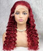 Gerçek Front Lace Tül Peruk / Yoğun Dalgalı / Kızıl 70/75cm - Görsel 2