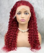 Gerçek Front Lace Tül Peruk / Derin Dalgalı / Kızıl 70/75cm - Görsel 2