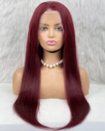 Gerçek Front Lace Tül Peruk / Düz / Koyu Kızıl 70/75cm - Görsel 2