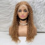 Afro Dalga Front Lace Gerçek Tül Peruk / Sıcak Karamel / 70/75cm - Görsel 2