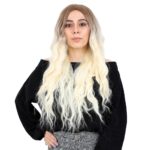 Fiber Sen Uzun Su Dalgası Peruk / Kumral / Platin Ombreli - Görsel 2