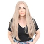 Fiber Sen Uzun Düz Peruk / Küllü Bebek Sarı