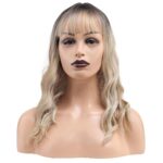 Dalgalı Kısa Perçemli Fiber Sen Peruk / Kahve / Platin Ombre ve Röfleli - Görsel 2