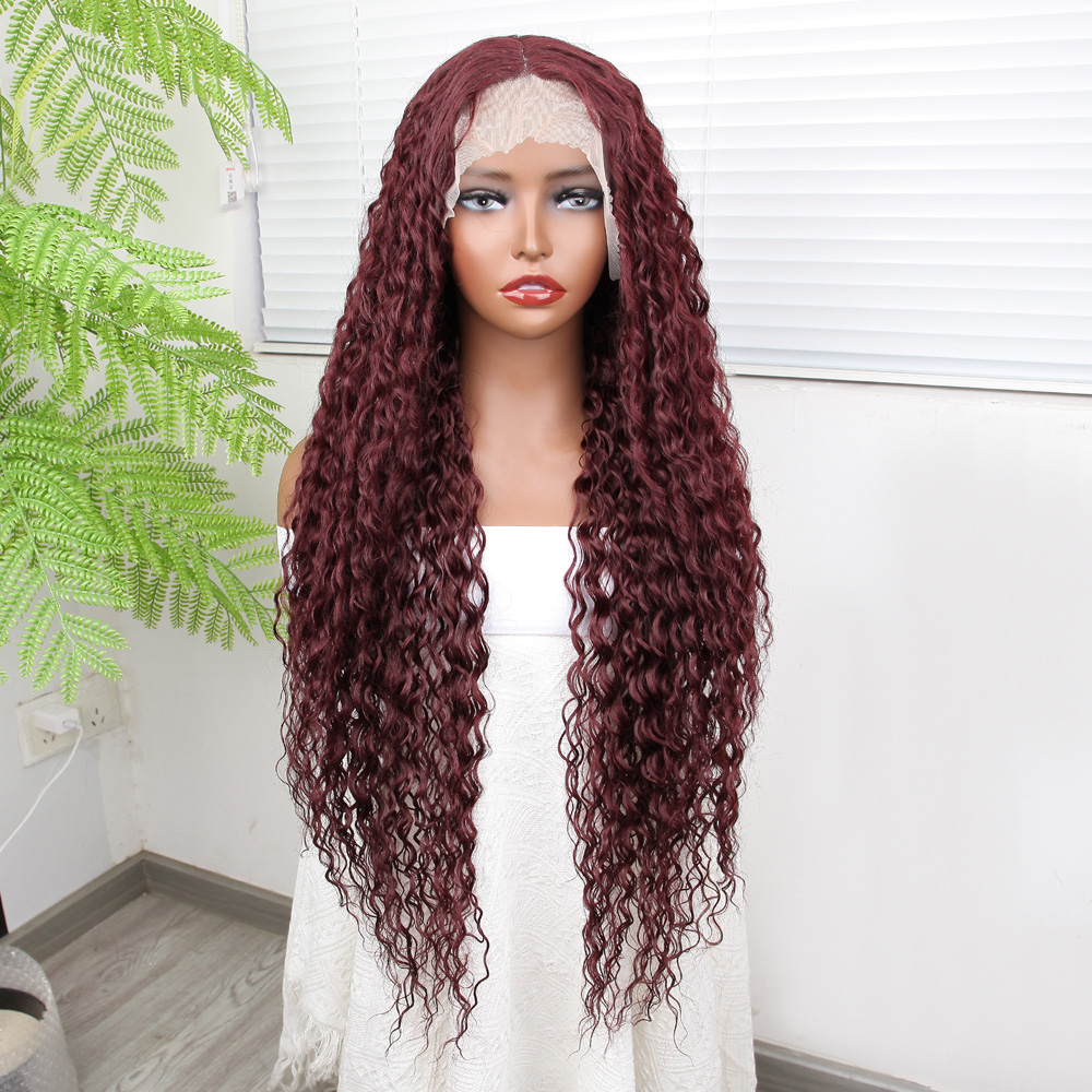 1-415.jpg Afro Dalga Kızıl Kahve Fiber Sen Tül Peruk - Görsel 1