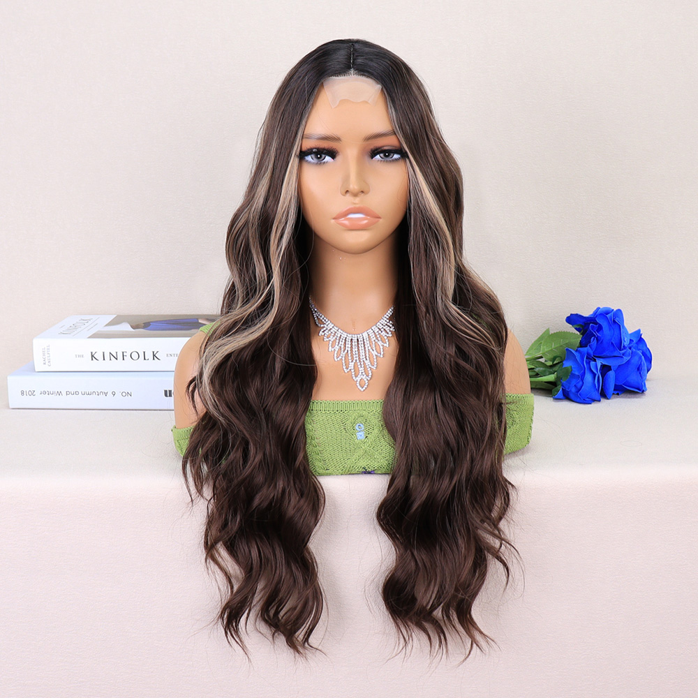 1-455.jpg Kumral Balköpüğü Işıltılı Dalgalı Uzun Tül Peruk - Görsel 1