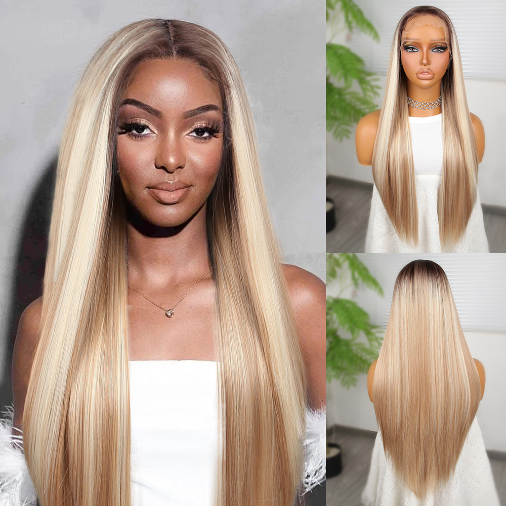 1-532.jpg Kumral Beyaz Platin Ombreli ve Röfleli Fiber Sen Tül Peruk - Görsel 1