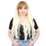 Perçemli Uzun Su Dalgası Fiber Sen Peruk / Balköpüğü / Platin Kısa Ombreli