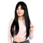 Fiber Sen Uzun Düz Kahküllü  Peruk / Siyah - Görsel 2