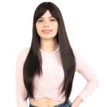 Fiber Sen Uzun Düz Kahküllü Peruk / Kahverengi - Görsel 2