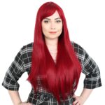 Fiber Sen Uzun Düz Kahküllü Peruk / Kızıl - Görsel 2