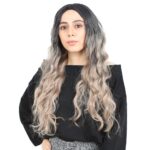 Fiber Sen Uzun Su Dalgası Peruk / Siyah / Küllü Platin Ombreli - Görsel 2