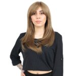 Düz Perçemli Orta Boy Fiber Sen Peruk / Bebek Kumralı