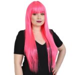 Uzun Kahküllü Fiber Sen Peruk / Neon Pembe