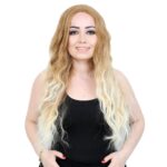 Fiber Sen Uzun Su Dalgası Peruk / Balköpüğü / Platin Kısa Ombreli - Görsel 2