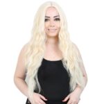 Su Dalgası Uzun Perçemsiz Fiber Sen Peruk / Platin