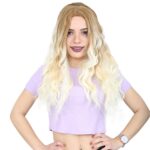 Su Dalgası Uzun Perçemsiz Fiber Sen Peruk / Balköpüğü / Platin Ombreli