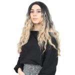Su Dalgası Uzun Perçemsiz Fiber Sen Peruk / Siyah / Balköpüğü Ombreli